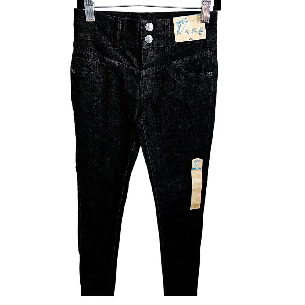 There Abouts Girls 7 Super Stretchy Jeggings Washed Black Skater Grunge New